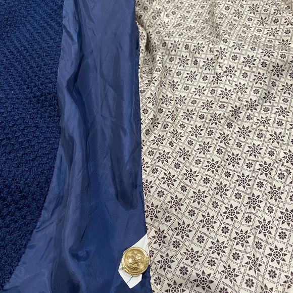 Max Studio Patch Pocket Weave Blazer Jacket Women’s Gold Button Blue Medium - Picture 6 of 9